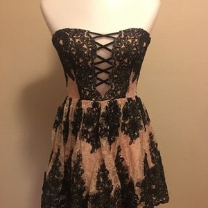 Trixxi Peach and Black (Size 3) Dress